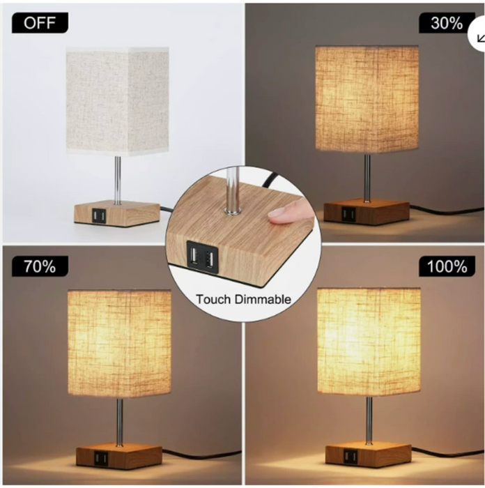 Led Desk Lamp by Bedside Lamps - Touch Dimmable Table Lamp with USB and Type C port, Quick Charging, Eye Protection - Ideal Reading Light for Students and Long Hour Readers
