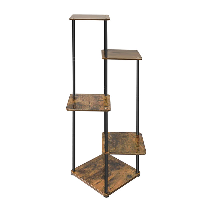5-Tier Metal and Wood Plant Stand — Indoor/Outdoor Flower Pot Shelf (106.5×30×30cm)