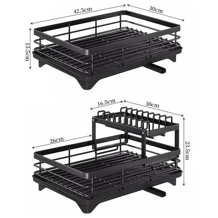 Adjustable Double-Layer Dish & Bowl Drainer – Space-saving Kitchen Rack