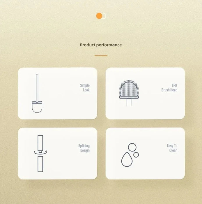 Wall-Mounted Soft TPR Toilet Brush with Removable Handle — Space-Saving