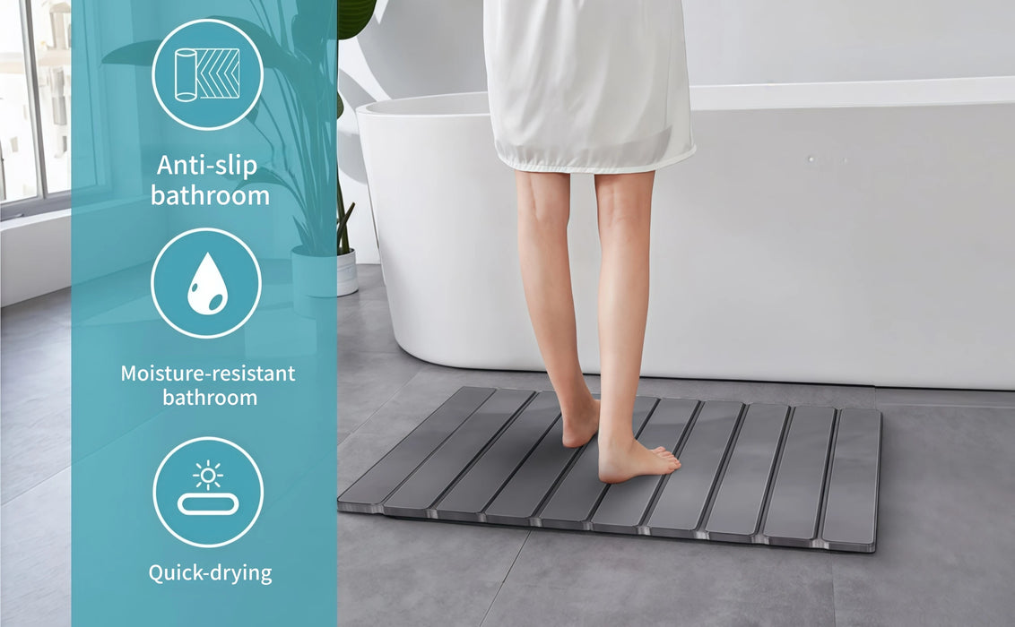 Foldable Diatomaceous Earth Bath Mat — Quick-Dry Non-Slip, 400 x 600mm (23.6 x 15.5in)