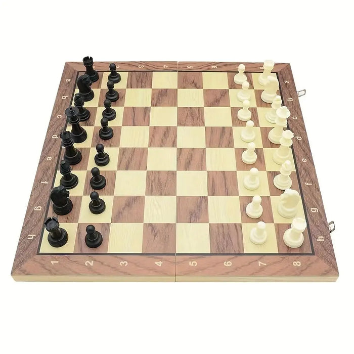 Solid Wooden Magnetic Foldable International Chess Set — Educational Game