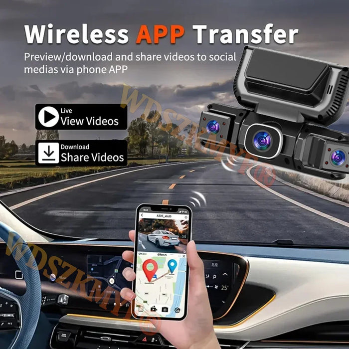 4‑Channel 1080p Wi‑Fi Dash Cam — Front, Rear, Left & Right with 24‑Hour Parking Monitor