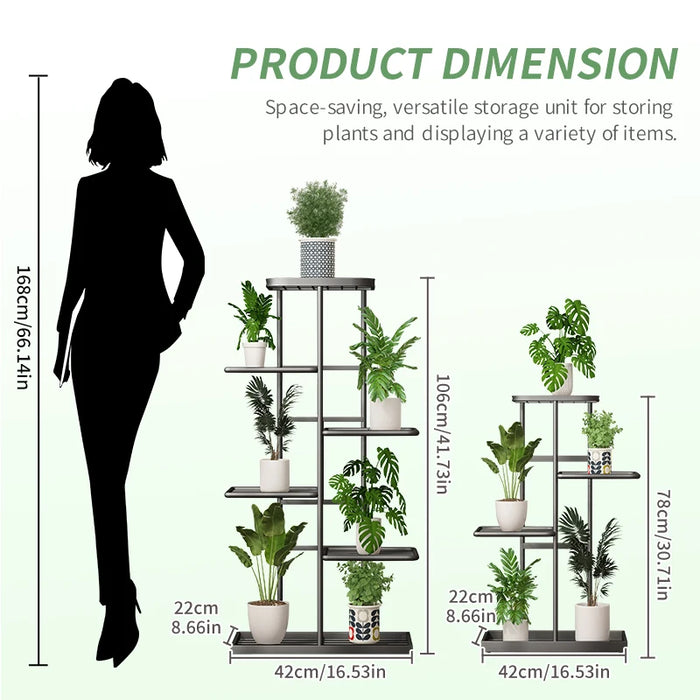 Iron Plant Stand – 4/5/6-Tier Flowerpot Organiser, Black or White