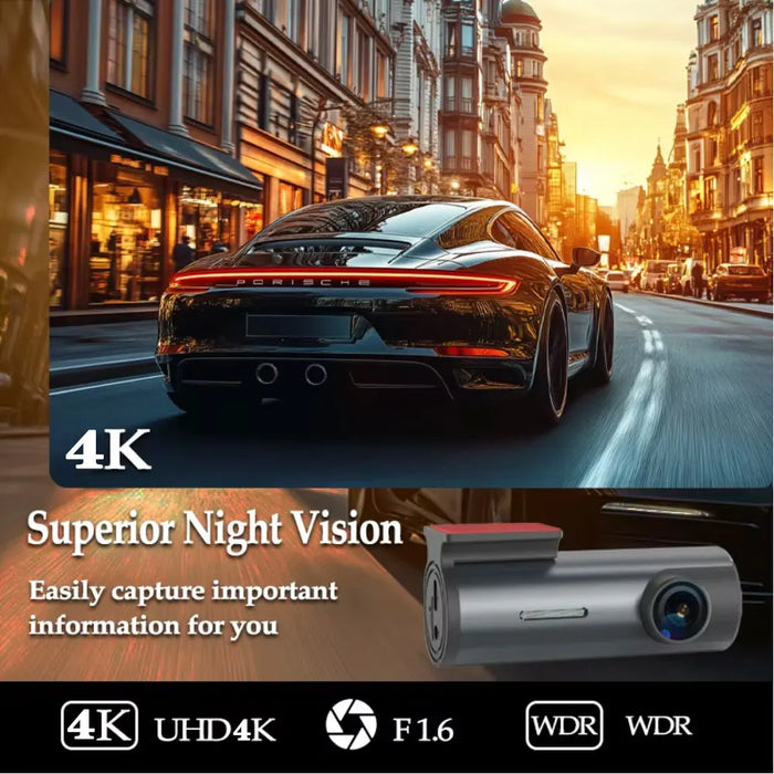 4K Wi‑Fi GPS Dash Cam — Mini Front DVR with 24‑Hour Parking Mode & G‑Sensor