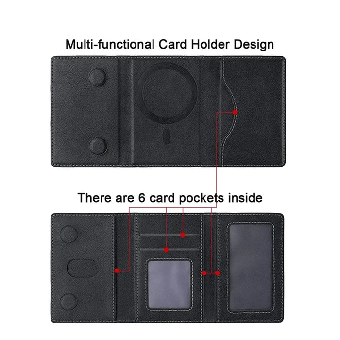 Trifold Magnetic PU Leather MagSafe Card Wallet for iPhone 16/15 Pro/Max/Plus/Mini
