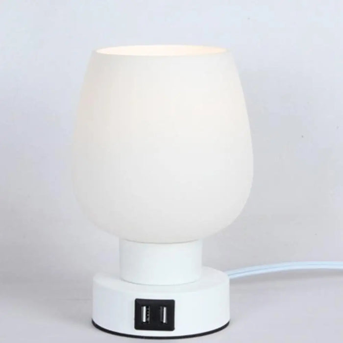 Modern Touch Control LED Desk Lamp - Dimmable, Flicker Free, White Glass Shade Night Light - Perfect for Easy Bedside Illumination