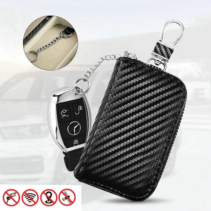 Faraday Key Fob Signal Blocking Pouch – PU Leather RFID Guard