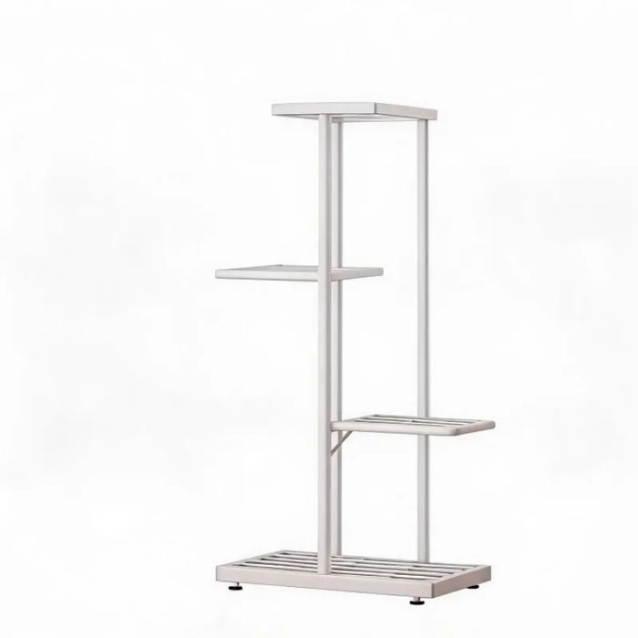 4-Tier Metal Plant Pot Rack – White Flower Stand & Storage Shelf
