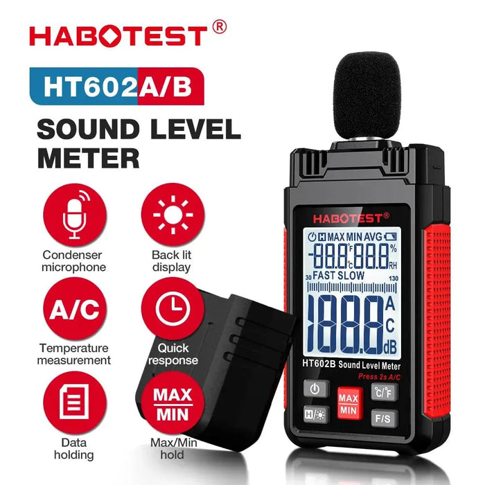 Digital Handheld Sound Level Meter HT602A / HT602B — 30–130 dB Mini Decibel Meter