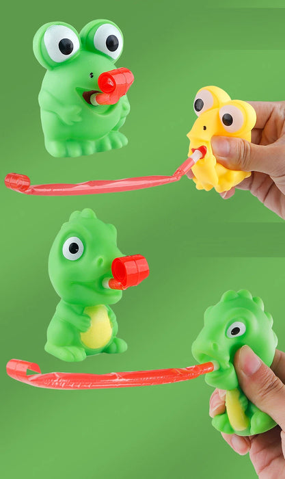 Kids' Pinch Fidget Toy – Frog or Dinosaur with Sticking Tongue, Stress Relief, 1pc (Random Colour)