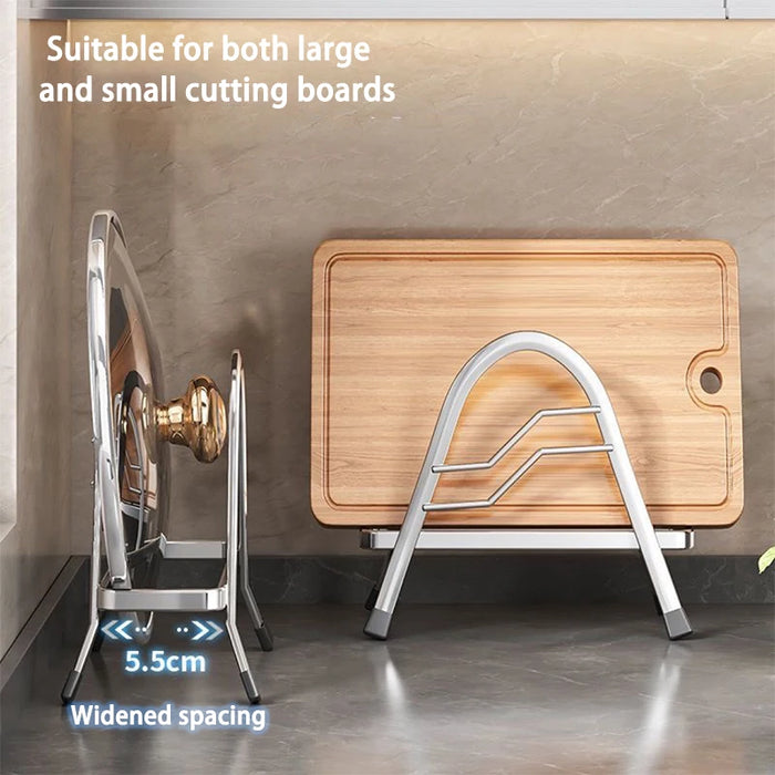 Stainless Steel Kitchen Rack — Lid, Cutting Board & Knife Organiser