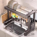 Over‑Sink Dish Drying Rack with Utensil Holder — Stainless Steel, Matt Black