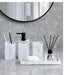 4-Piece Marble-Pattern Resin Bathroom Set — Lotion/Soap Dispenser, Toothbrush Holder, Tumbler & Tray (Black or White)