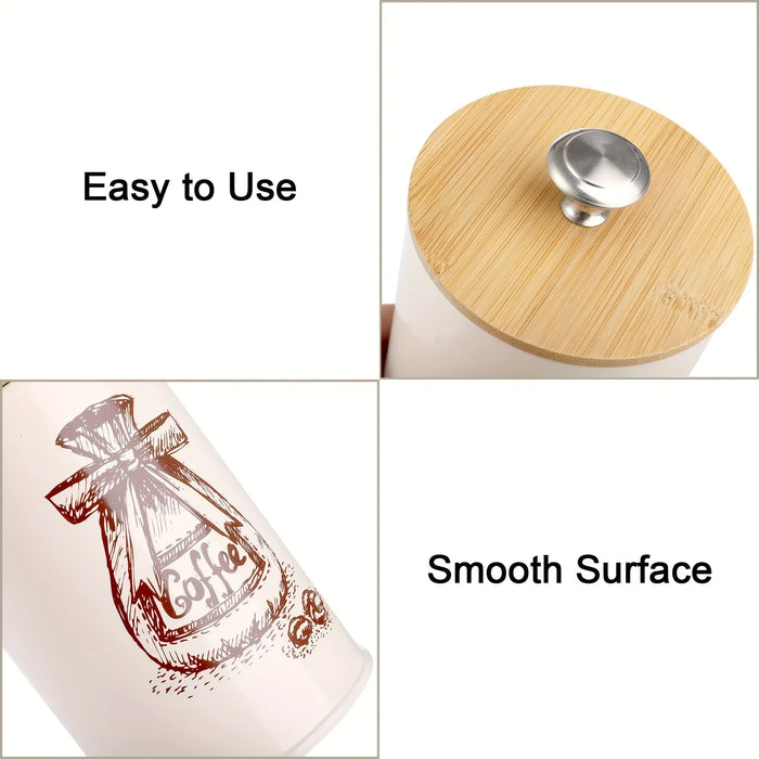 3-Piece Kitchen Canister Set — Coffee, Sugar & Tea Storage with Bamboo Lids