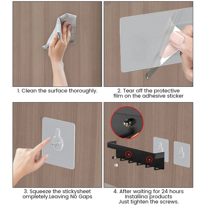 Wall-Mounted Key Organiser with Tray and Hooks – No-Drill or Drill Fixing