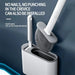 Wall-Mounted Silicone Toilet Brush Set — Easy Install, Long Handle with Portable Holder