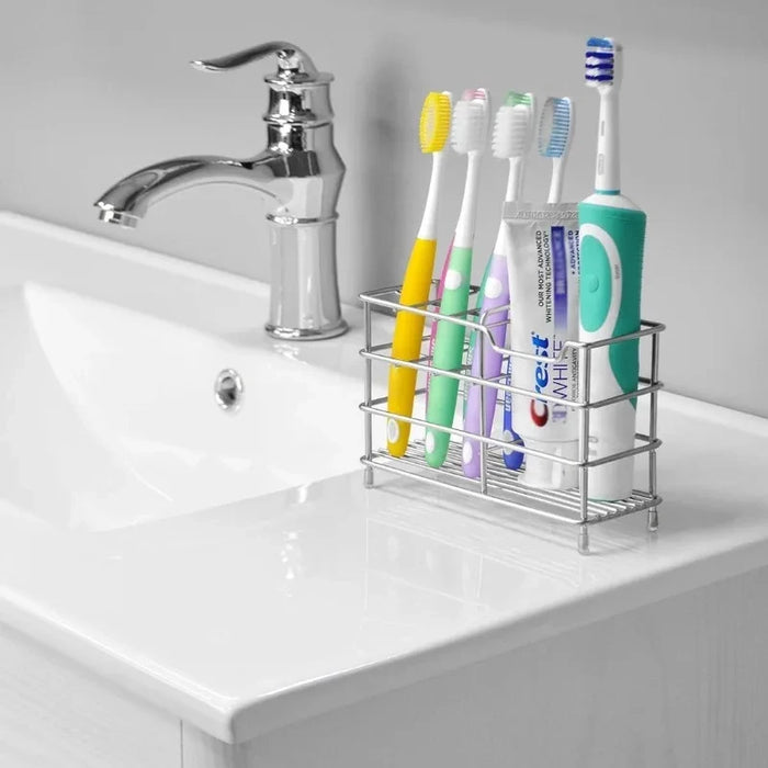 5-Slot Toothbrush Holder — Freestanding, Space-Saving, White