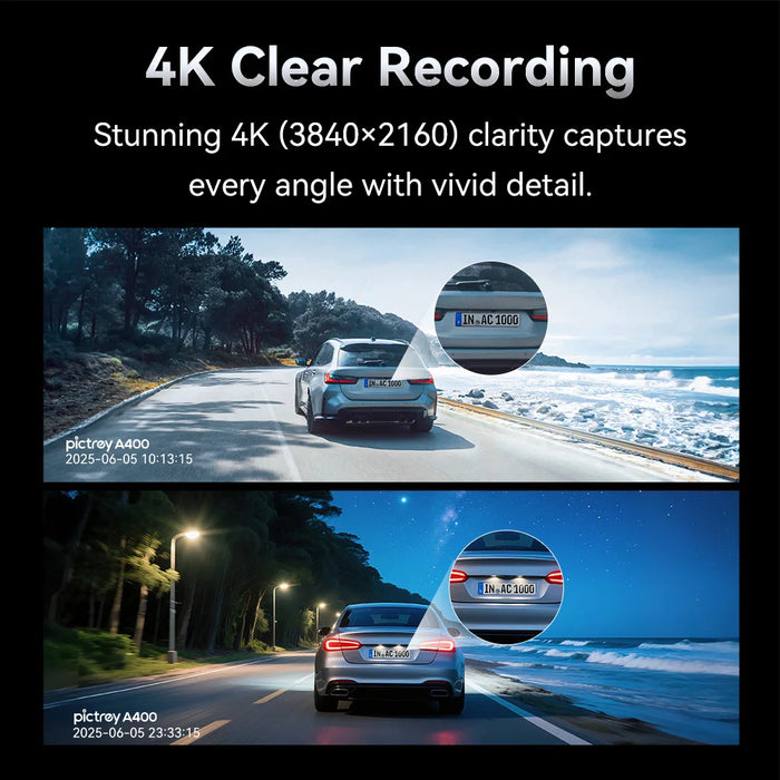 A400 4K Dash Cam — ADAS, Wi‑Fi, 1.9″ IPS Screen & Night Vision