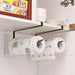 Punch-Free Over-Cupboard Paper Towel & Toilet Roll Holder – Hanging Kitchen Rack (Black/White)