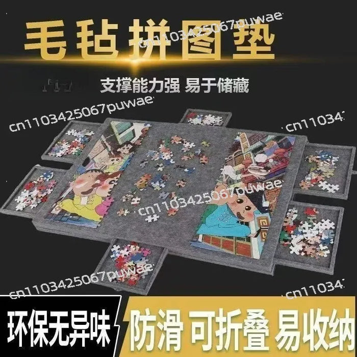 Portable Jigsaw Puzzle Table with Stand — 6-Drawer Board & Lid Sorting Tray
