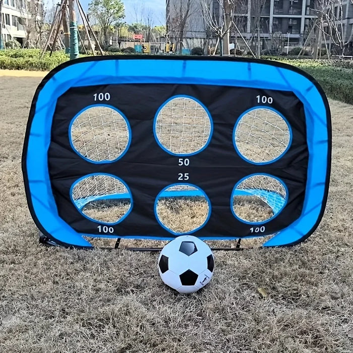 4‑Mode Pop‑Up Football Goal — Foldable Indoor/Outdoor Practice Net (Blue)