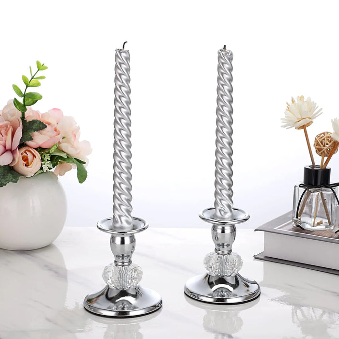 Pair of Gold Metal Taper Candle Holders — Vintage Brass Finish, 8.5 cm