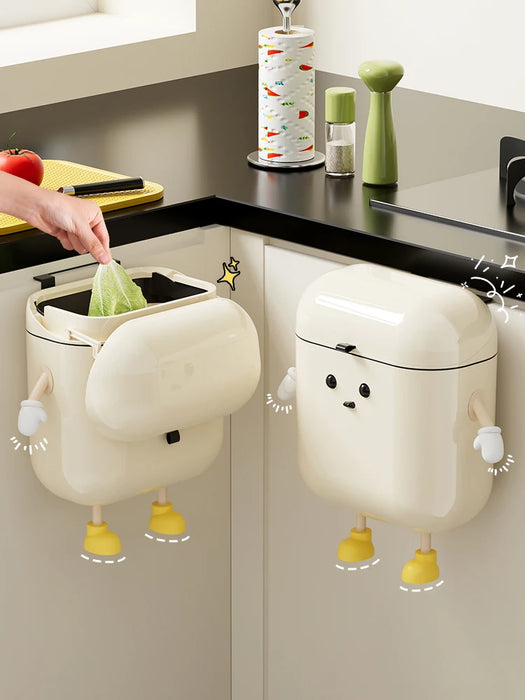 Cream-Coloured Wall-Mounted Kitchen Bin with Lid — 9L / 12L DIY