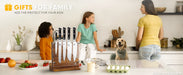 Double‑Sided Magnetic Knife Block with Acrylic Shield — Acacia Wood