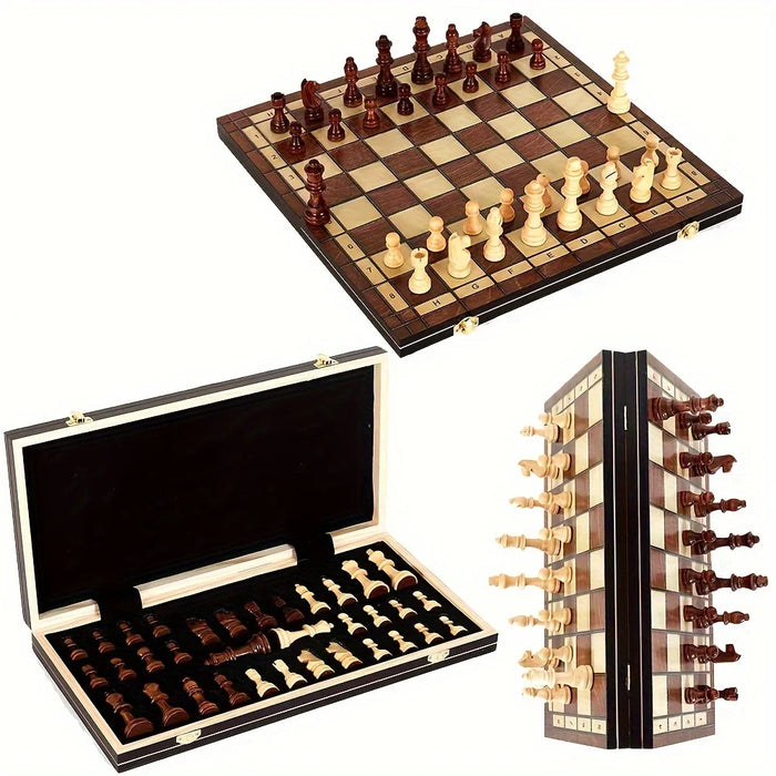 44cm (17.3in) Wooden Folding Chess Set with Felt Board