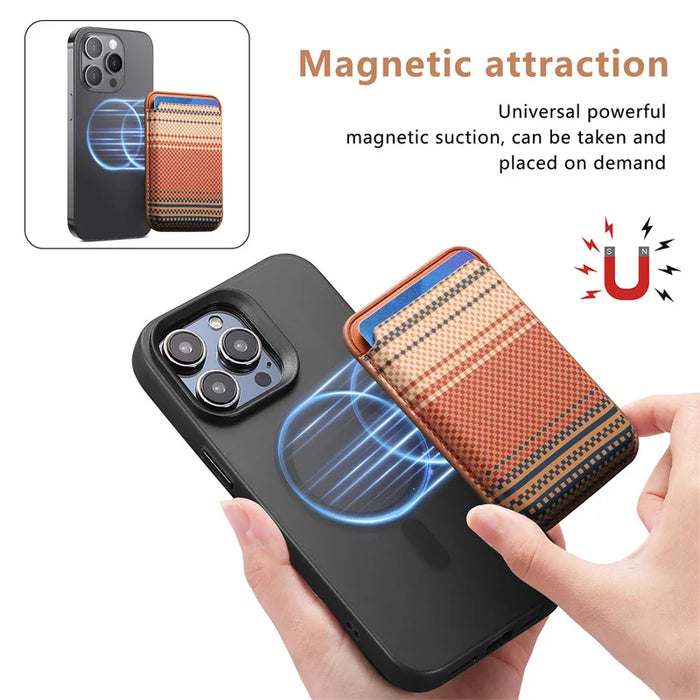 Carbon-fibre Texture MagSafe Wallet Card Holder for iPhone 12–17 (incl. Pro Max)