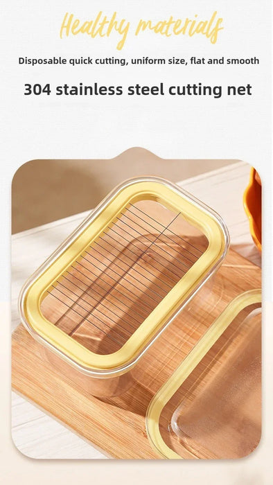 Airtight Butter Slicer & Keeper with Lid — Cutter and Fridge Storage Dish