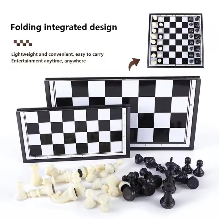 Folding Magnetic Chess & Checkers — 4 Sizes, Plastic HIPS, Teaching Book
