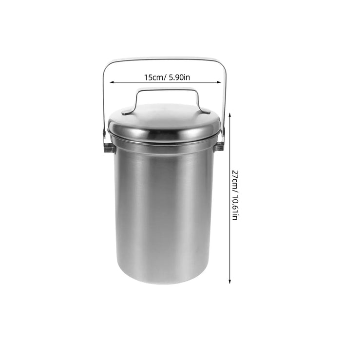 3L Stainless Steel Kitchen Compost Bin — Countertop Food Scrap Container with Odour‑Sealing Lid & Handle
