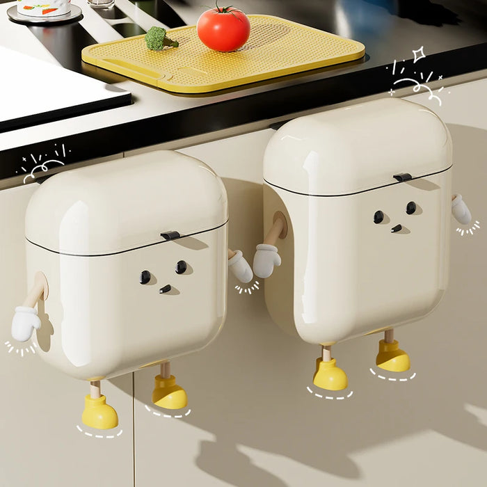 Cream-Coloured Wall-Mounted Kitchen Bin with Lid — 9L / 12L DIY