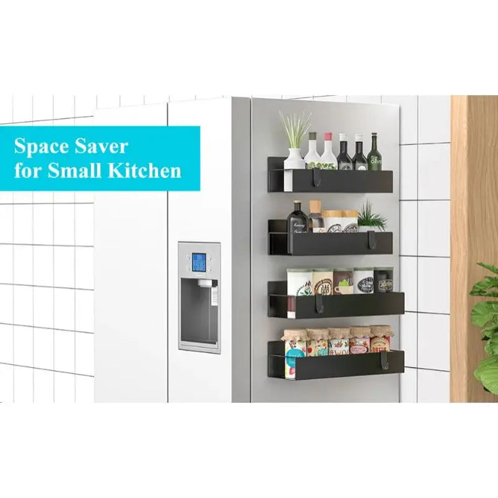 Magnetic Fridge Shelf Spice Rack – Black, Space‑Saving Kitchen Organiser