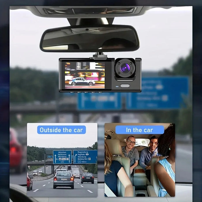 Dash Cam — 2 or 3 Camera 1080P DVR with IR Night Vision, Loop Recording & 2" IPS Screen
