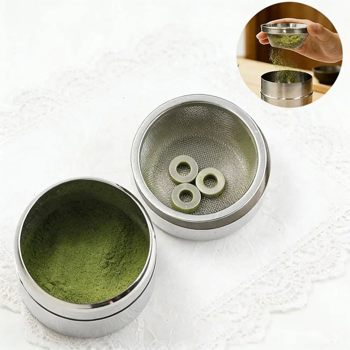 304 Stainless Steel Matcha Jar with 40‑Mesh Sieve — Airtight Tea & Powder Canister