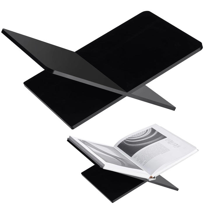 Acrylic Book Stand — Folding Display Holder for Cookbooks, Bibles & Texts (S/L, Black/White/Clear)
