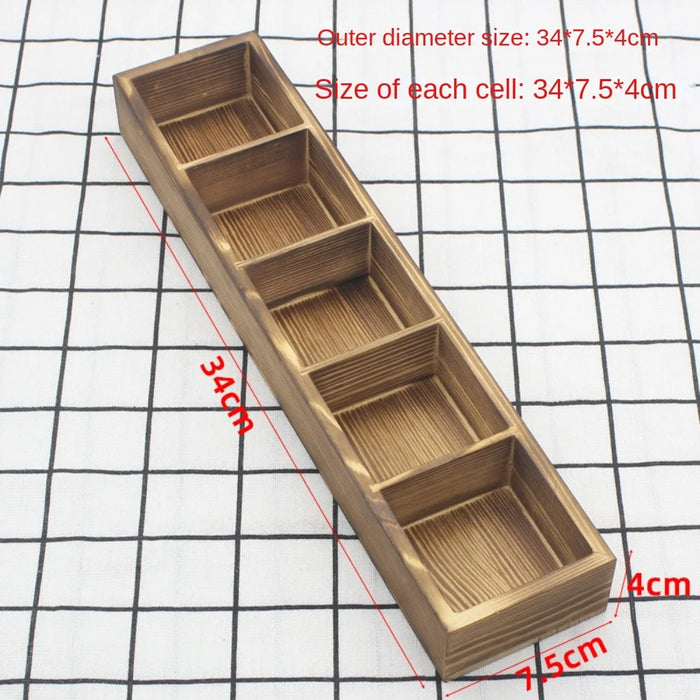 Solid Wood Retro Tea Bag Holder — Multi-Compartment Desktop Storage (White/Brown)