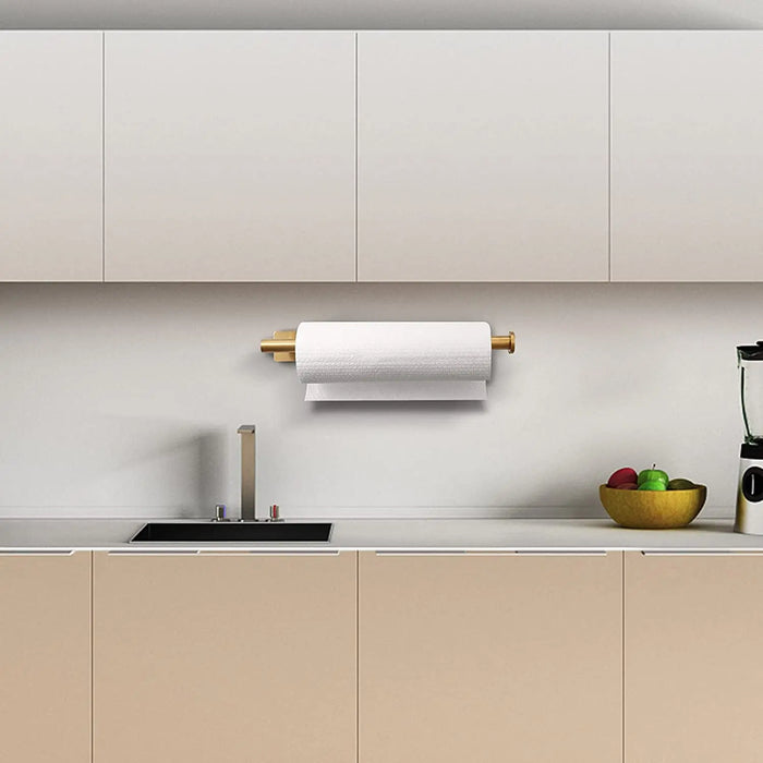 Stainless Steel Punch-Free Paper Towel Holder – Under-Cabinet Roll & Film Dispenser