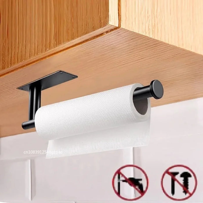 Self-Adhesive Punch-Free Toilet & Towel Roll Holder, Stainless Steel Wall Mount