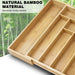 Expandable Bamboo Cutlery Tray – 6–8 Compartment Drawer Organiser (32–52cm)