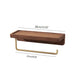 Wall-Mounted Toilet Roll Holder with Wood Shelf and Brass Fittings – Single Roll