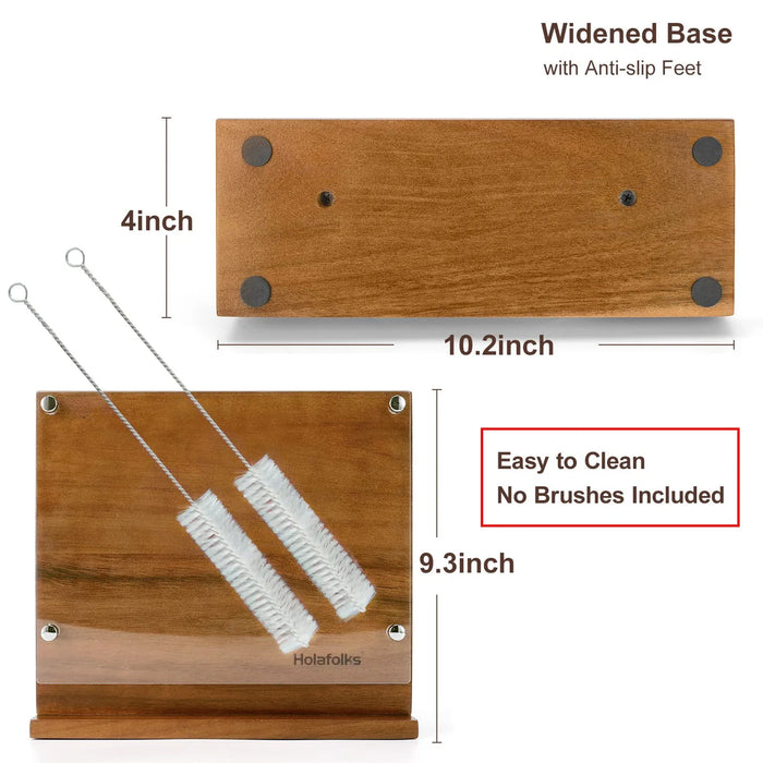 Double‑Sided Magnetic Knife Block with Acrylic Shield — Acacia Wood