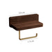 Wall-Mounted Toilet Roll Holder with Shelf — Brass & Wood, Stainless Steel
