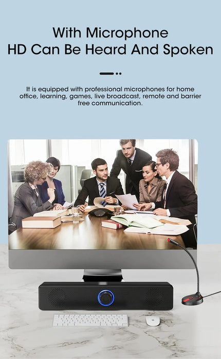 PC Soundbar with Bluetooth & Wired AUX — USB‑Powered Speaker for TV, Laptop & Gaming