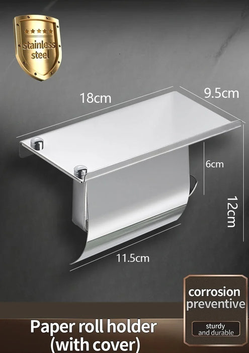 Stainless Steel Wall-Mounted Paper Towel & Toilet Roll Holder
