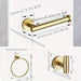 4-piece Stainless Steel Bathroom Set — Toilet Roll Holder, Towel Ring & 2 Hooks