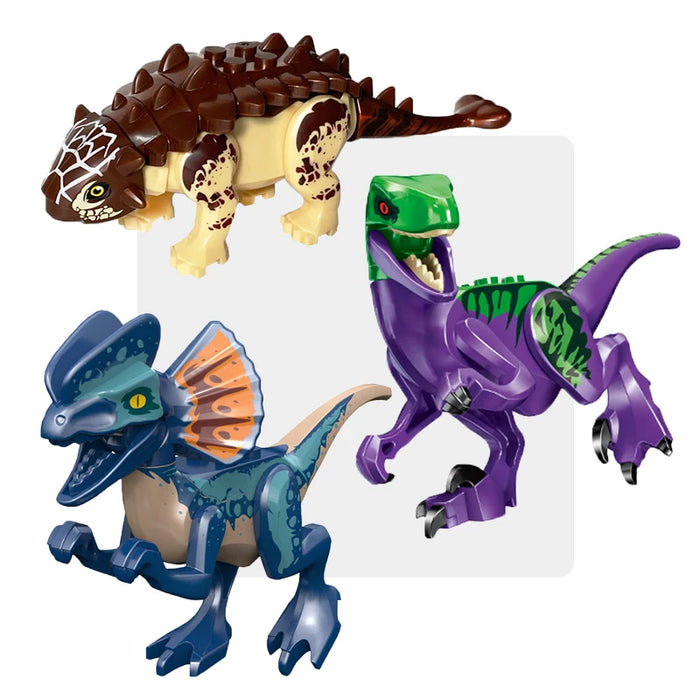 Jurassic Dinosaur Building Set — Triceratops, Velociraptor, T‑Rex, Indominus (Age 6+)